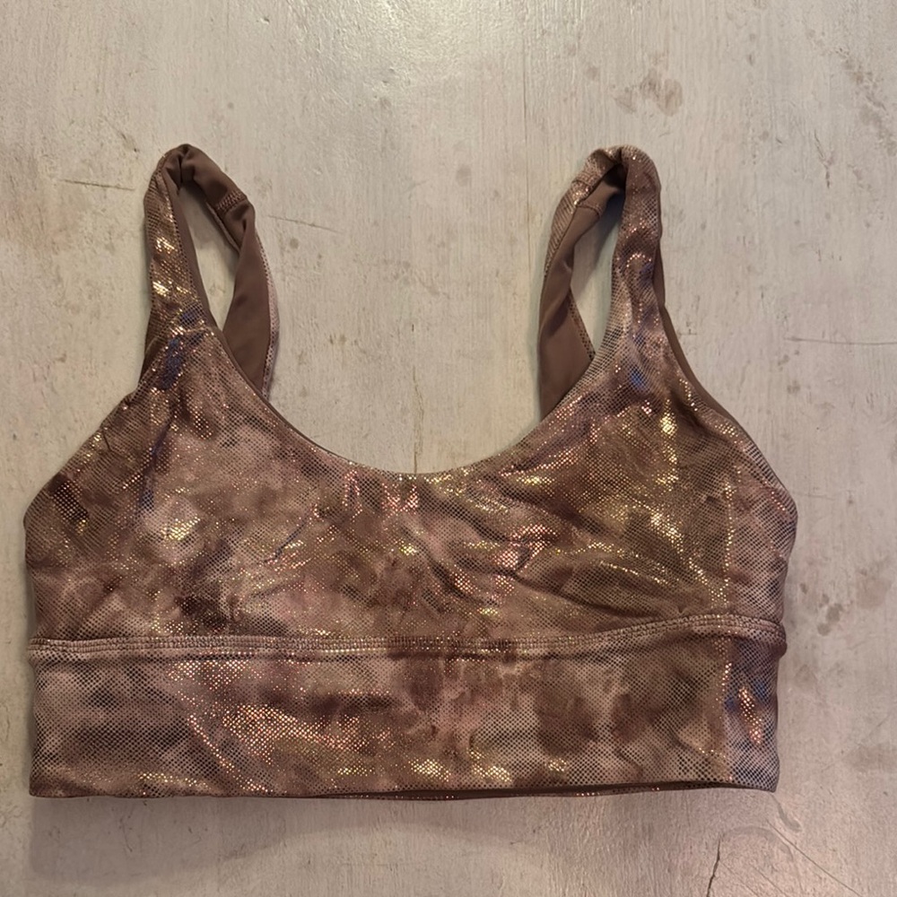 Lululemon Athletica Brown Sports Bra with Metallic Finish